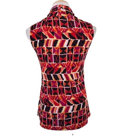 Rachel Rachel Slinky Blouse Sleeveless V Neck Geometric Motif Size Small - Picture 2 of 8